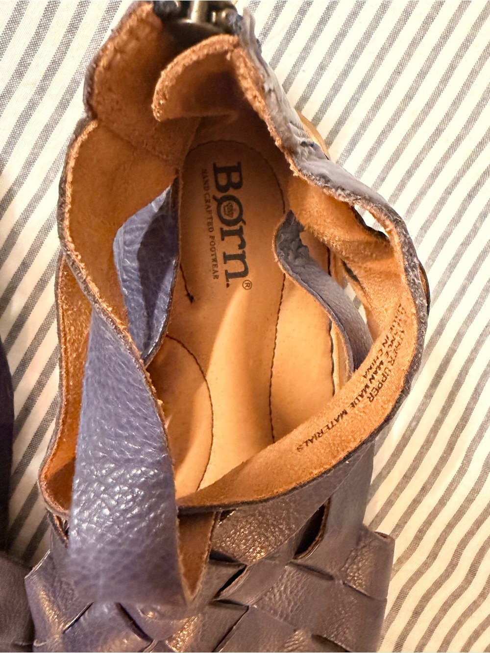 Born IWA Women's Woven Leather Sandals in Blue 9 - Picture 4 of 12